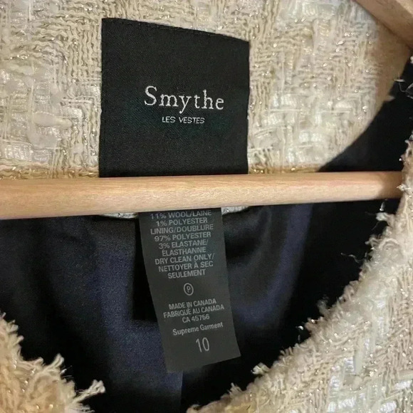 Smythe Cream Tweed Houndstooth Blazer - Picture 4 of 12